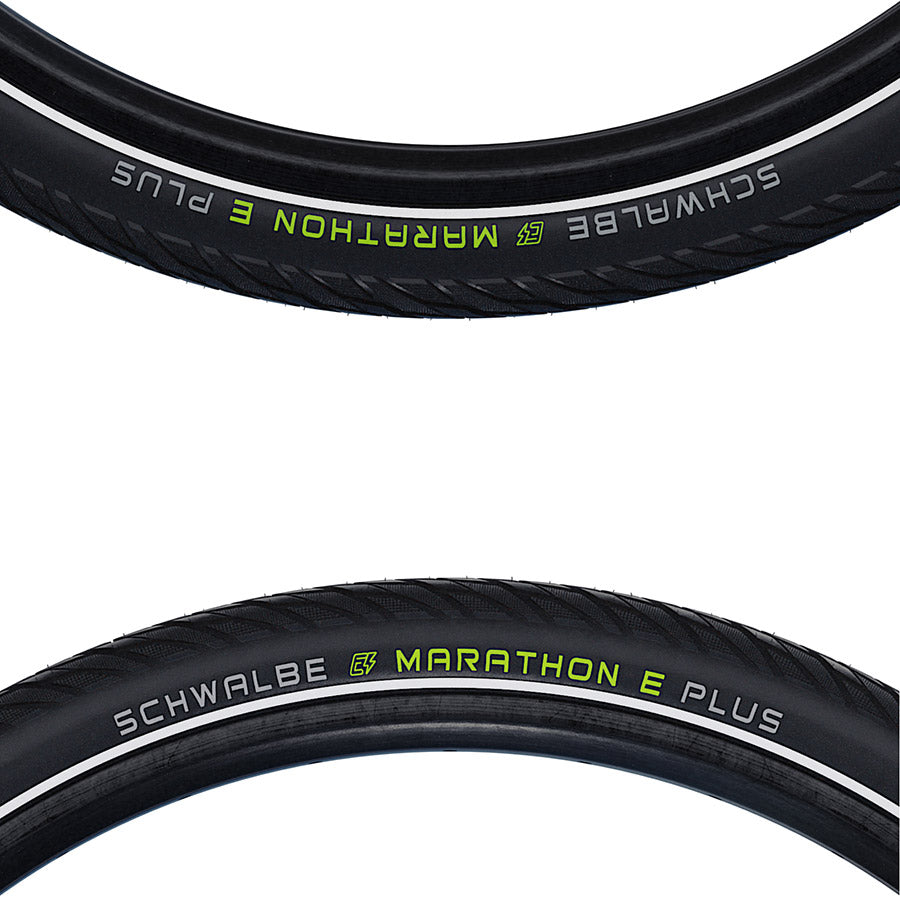 Schwalbe, Marathon E-Plus, Hybrid Tire, Wire, Clincher, Addix E, TwinSkin, 67TPI, Black Reflective