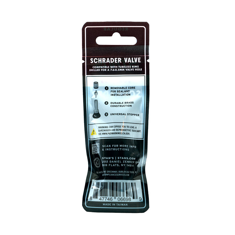 Stans No Tubes, Tubeless Valves, Schrader, 32mm, Pair