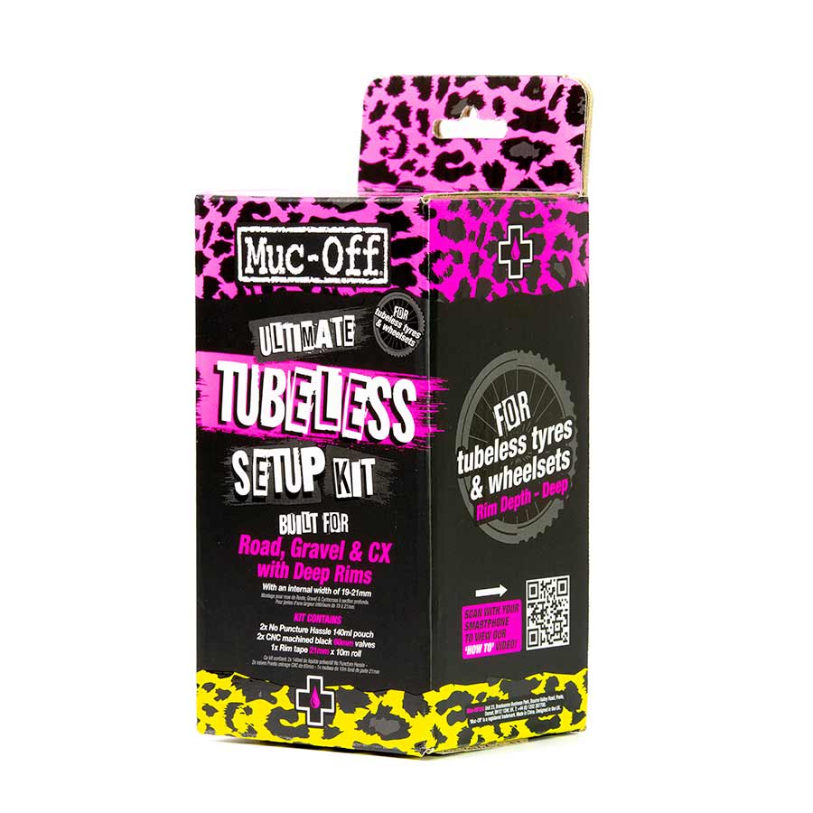 Muc-Off Ultimate Tubeless Kit - Road/Gravel/CX 21mm Tape 60mm Valves