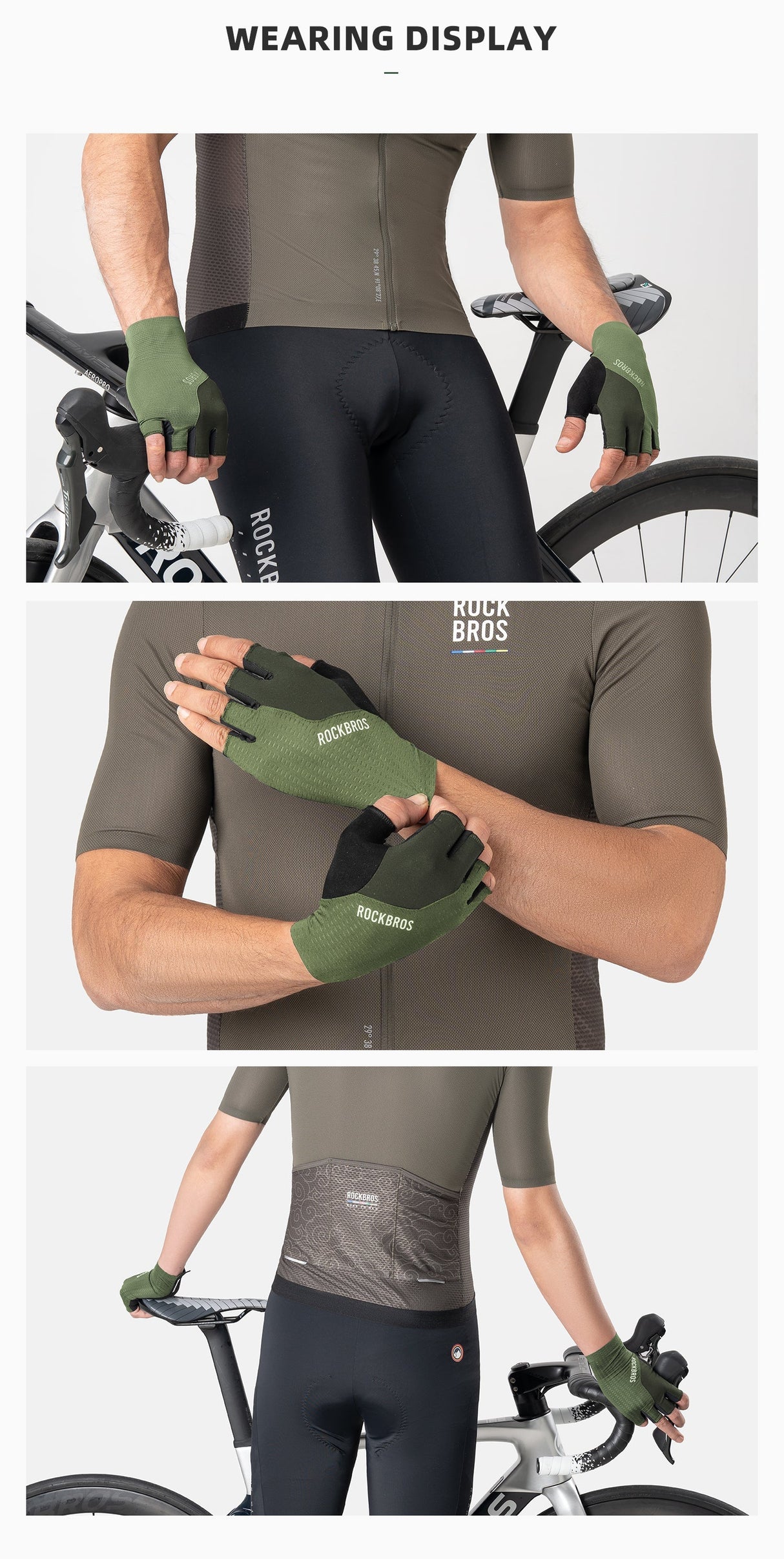 【ROAD TO SKY】by ROCKBROS Fingerless Anti-Slip Cycling Gloves in Various Colours