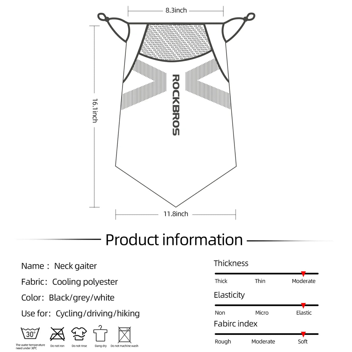 ROCKBROS Cooling Neck Gaiter with Ear Loops – Breathable Summer Face Cover for Cycling Fishing