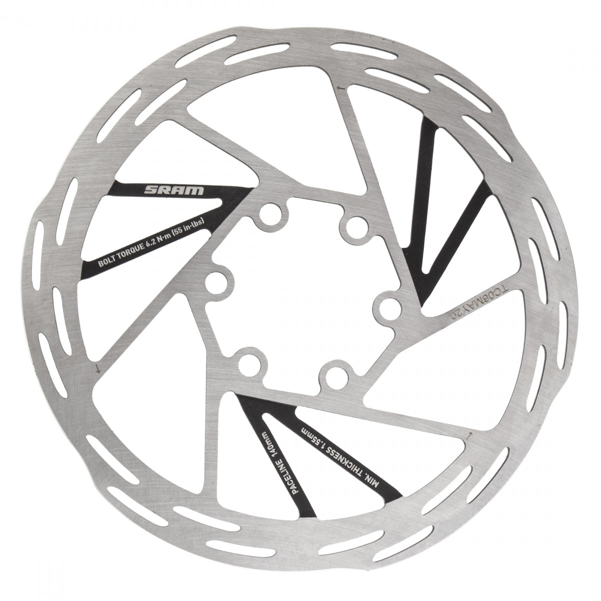 BRAKE PART SRAM DISC ROTOR 140 PACELINE 6B ROUNDED BK