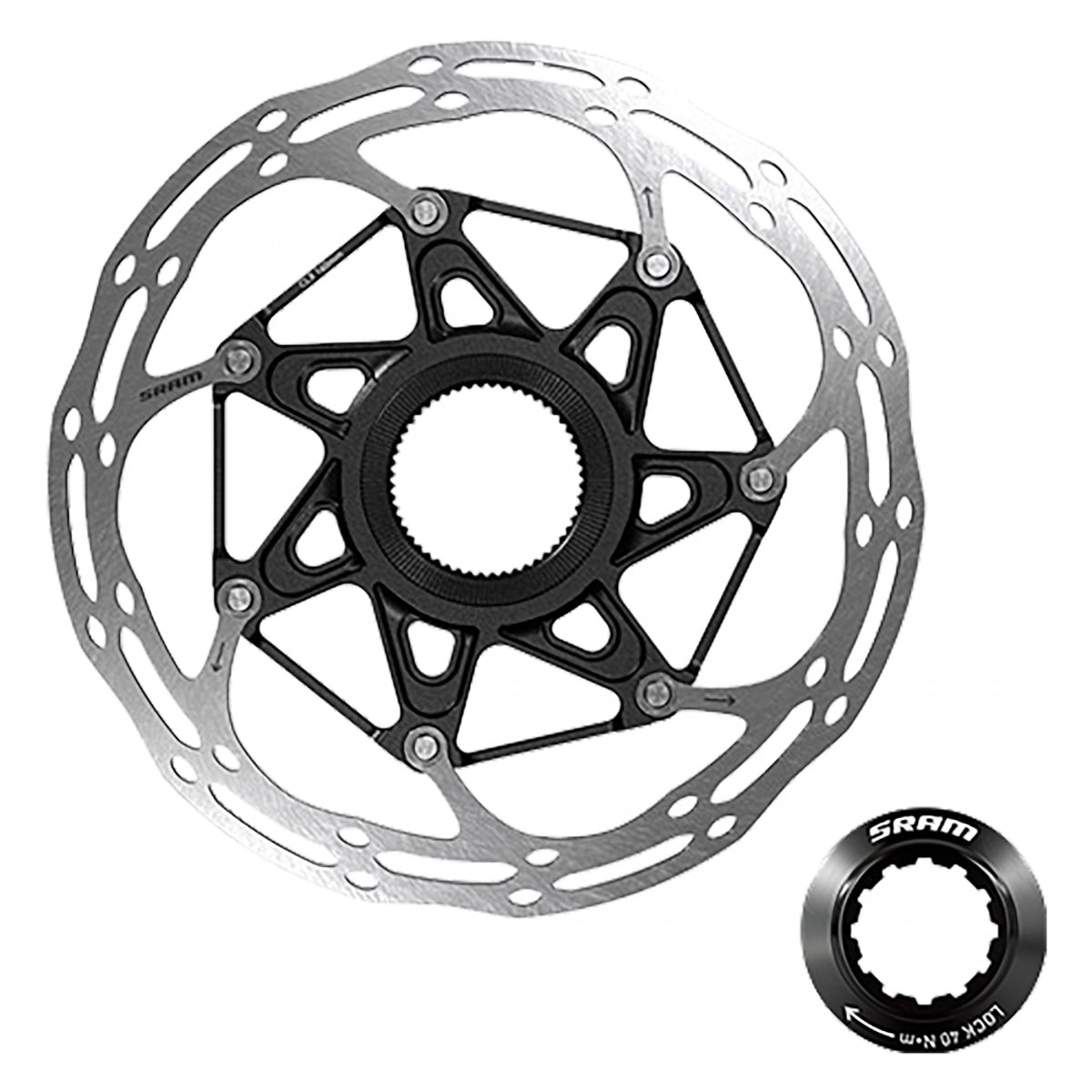 BRAKE PART SRAM DISC ROTOR 140 C-LINE CL 2-PIECE ROUNDED w/LOCK RING SL/BK