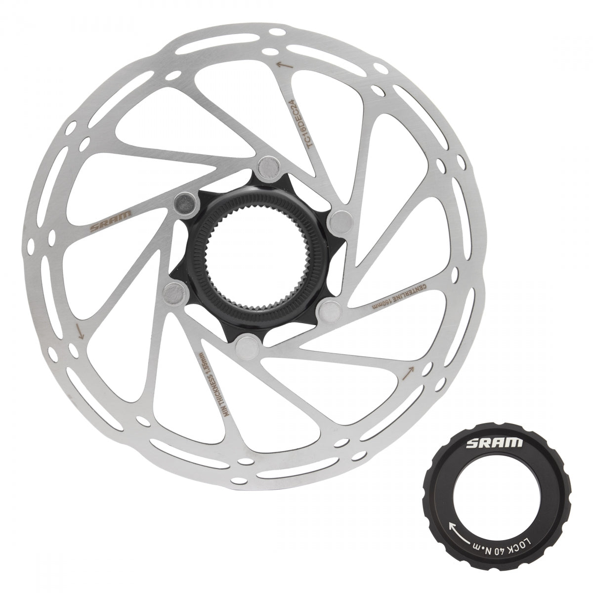 BRAKE PART SRAM DISC ROTOR 160 C-LINE CL ROUNDED w/LOCK RING SL/BK