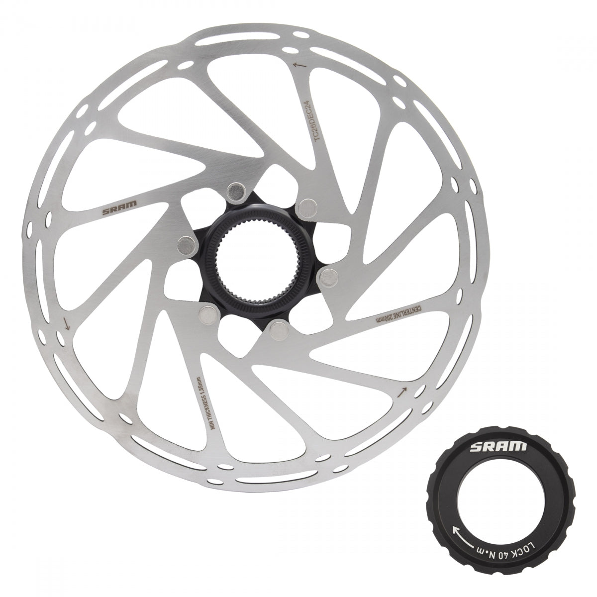 BRAKE PART SRAM DISC ROTOR 200 C-LINE CL ROUNDED w/LOCK RING SL/BK