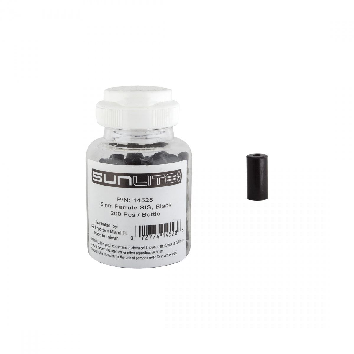 CABLE FERRULE SUNLT 5mm SIS BK BTLof200