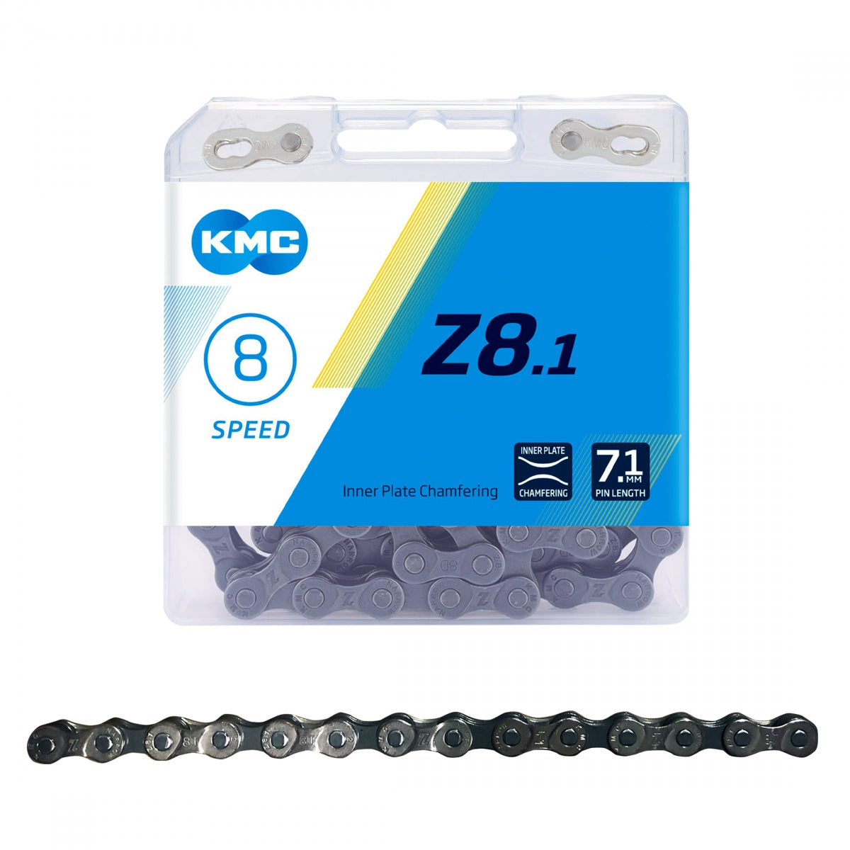 CHAIN KMC Z8.1 INDEX 8s SL/GY 116L