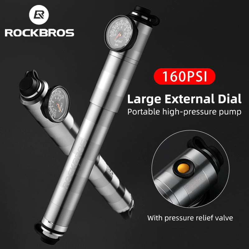 ROCKBROS Ultralight Bike Tire Shock Mini Pump 160PSI High Pressure
