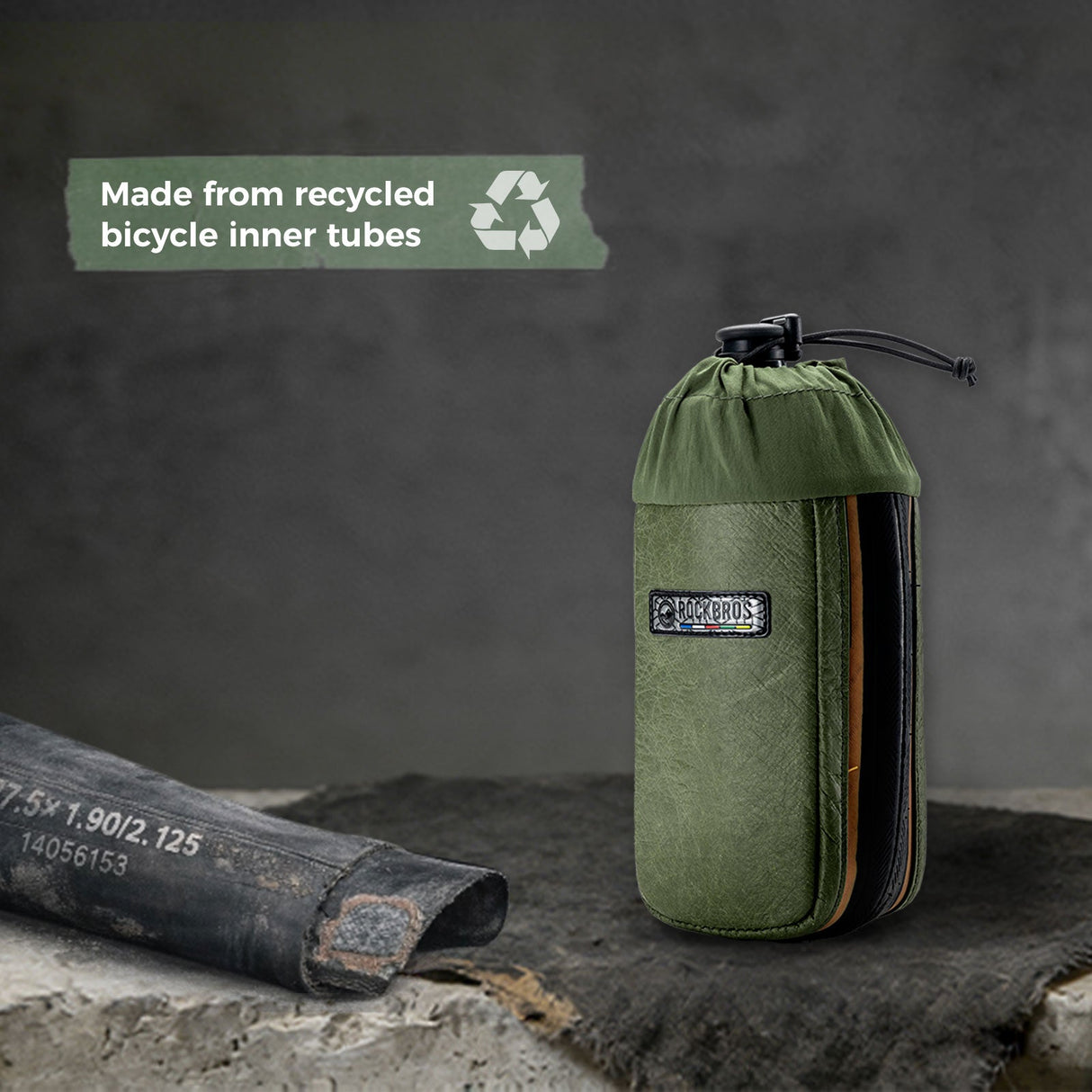 Sustainable Eco-Friendly Recycled Tire Bike Water Bottle Bags 0.8L ROAD TO SKY
