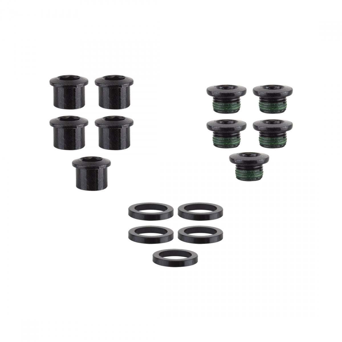 CHAINRING BOLT SET TV 5-ARM SGL STL w/SPACER BK