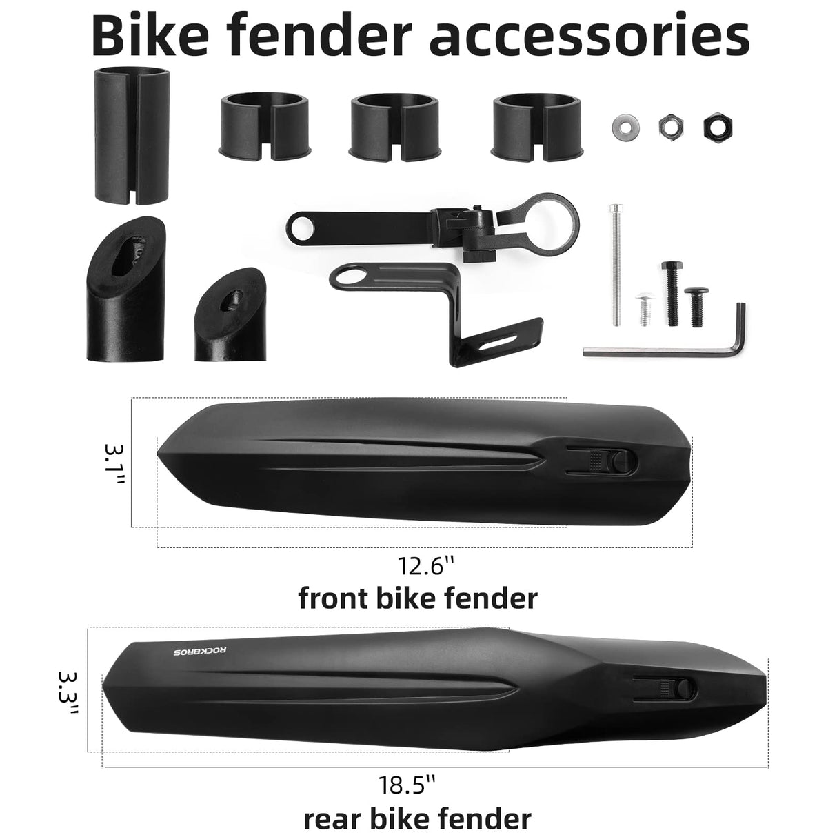 ROCKBROS Bike Adjustable MTB Fenders Mudguard Rear Fenders Cycling Mud Guard