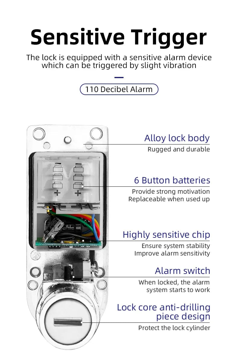 ROCKBROS Motorcycle Disc Lock Alarm Anti-theft 110db Waterproof Alloy Steel 6MM Electric device Scooter Helmet Bicycle Cable Lock