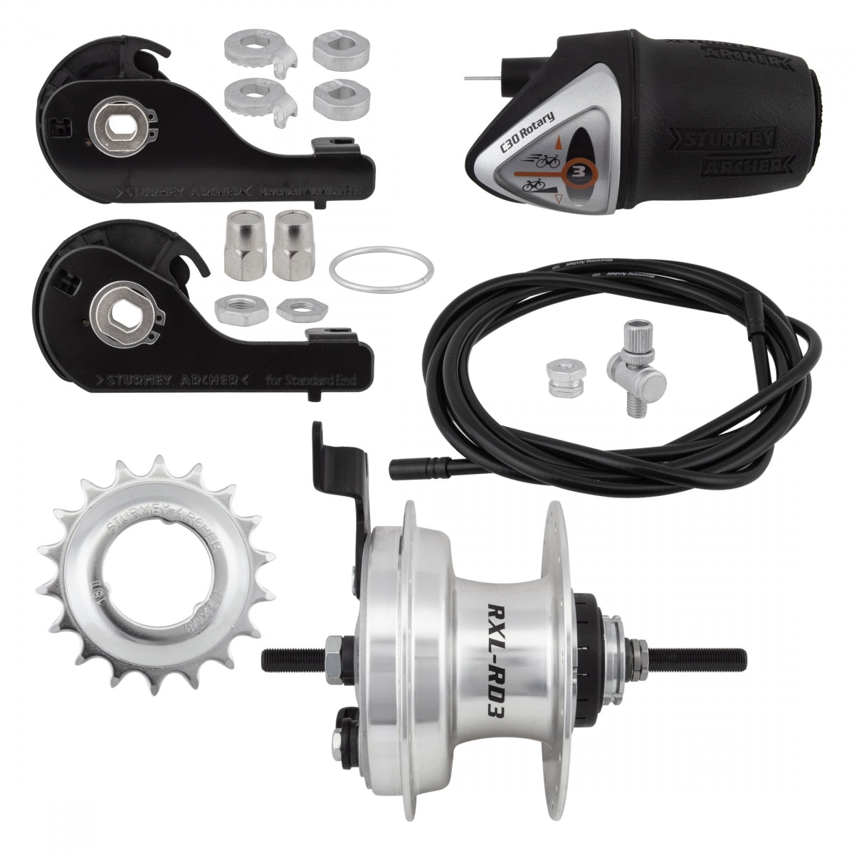 HUB RR S/A 3sp RXLRD3 DRUM 90mm 36 SL w/TRIM KIT/TWIST-SHIFTER TSC34 135/185mm 18T ROTARY