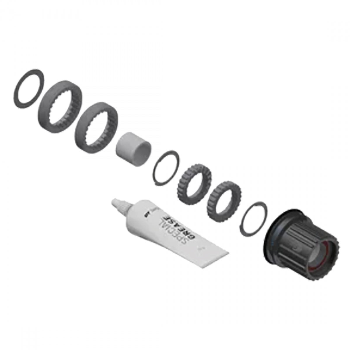 HUB CASS BODY DT UPGRADE KIT 3-PAWL TO RATCHET LN STL 18T MICROSPLINE