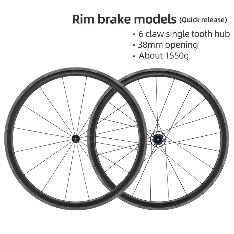ROCKBROS 700c Carbon Fiber Disc Rim 38/50/65 mm 1.6-1.7 kg Clincher Wheelset