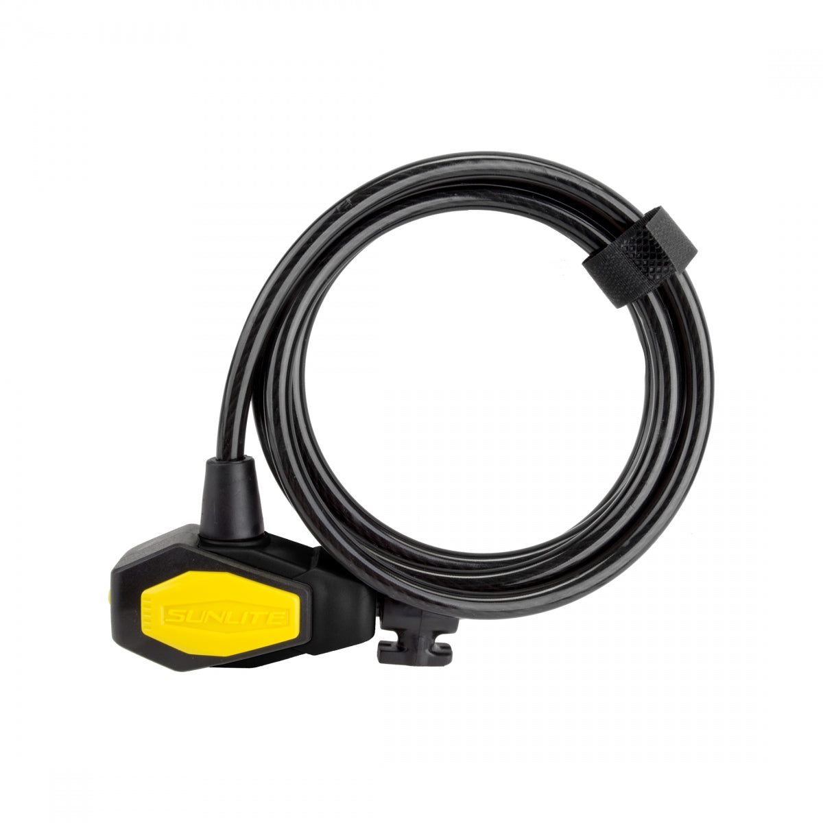 LOCK SUNLT DFNDR D3 CBL 8mmx6f KEY COIL BK w/BRKT