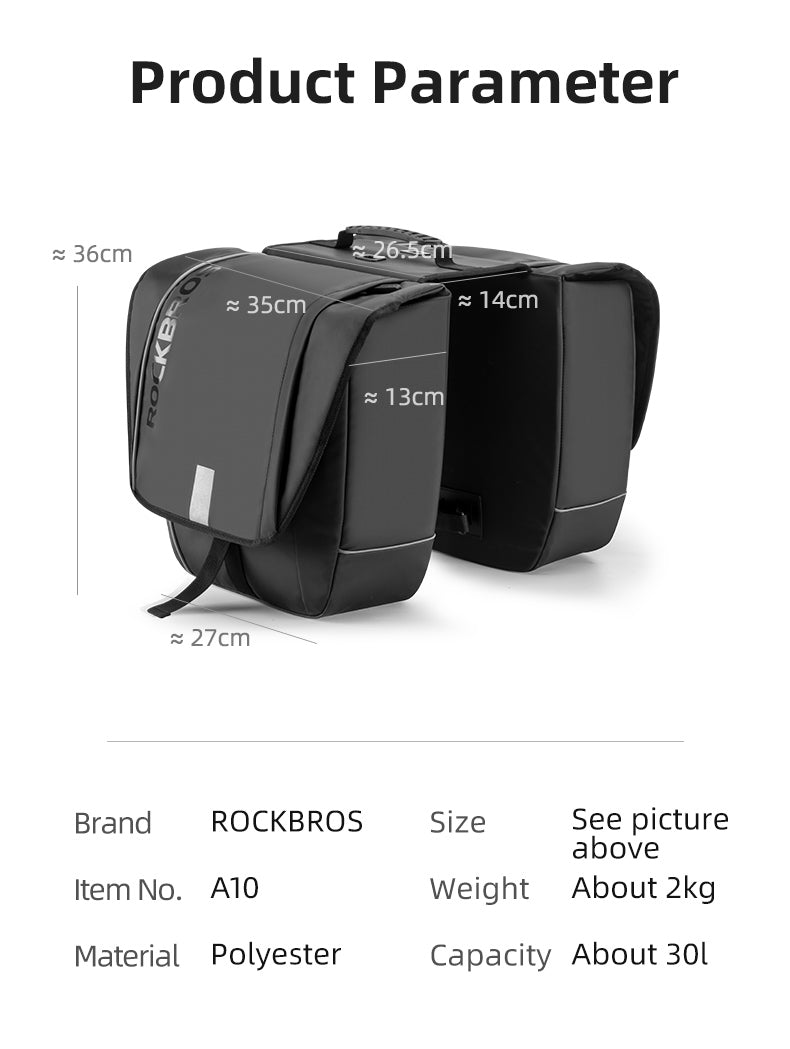 Super 30-Litre Bicycle Saddlebags in Black