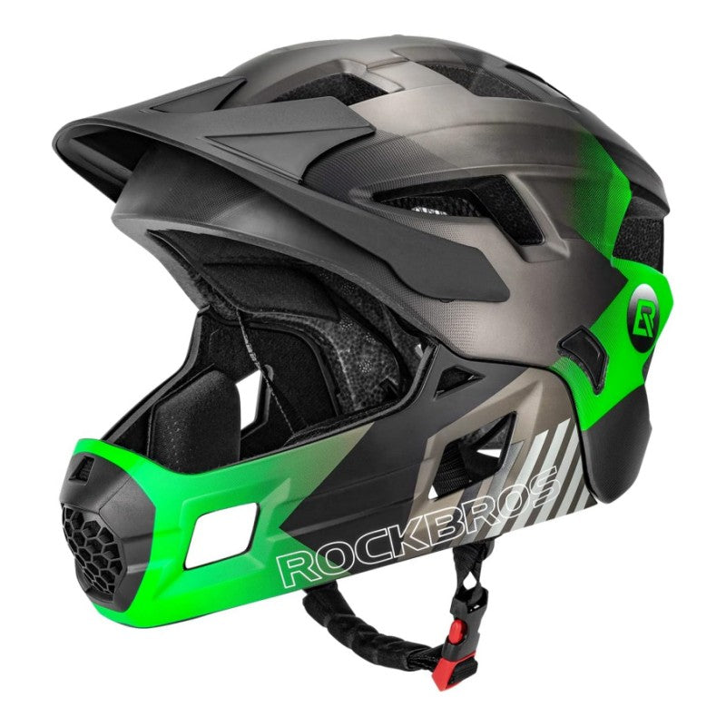 ROCKBROS Kids Full Face Bike Helmet Ages 5-14 Anti-Collision Detachable Chin