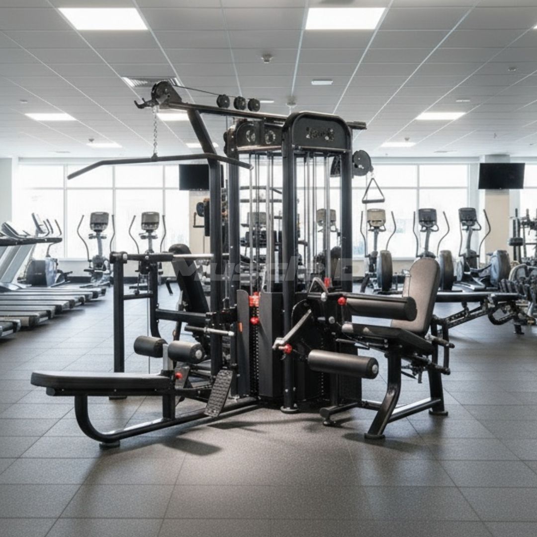 4 Stack Megatron Compact Multi-Gym - Muscle D Fitness - Space Saving - Leg Extension & Curl, Lat Pull, Low Row, Multi-Press