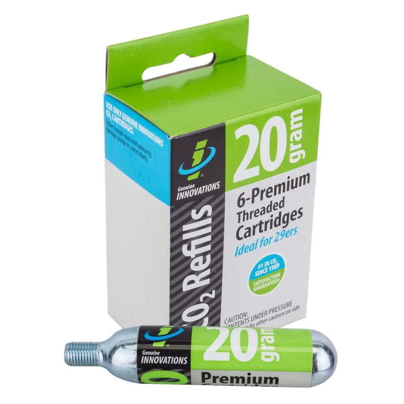 Genuine innovations Co2 Refill Cartridges Threaded Silver 20g 6 pack