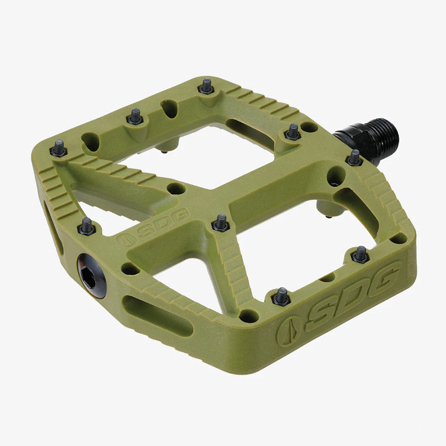 SDG Components, Comp Pedal, Platform Pedals, Body: Composite, Spindle: Cr-Mo, 9/16'', Olive Green