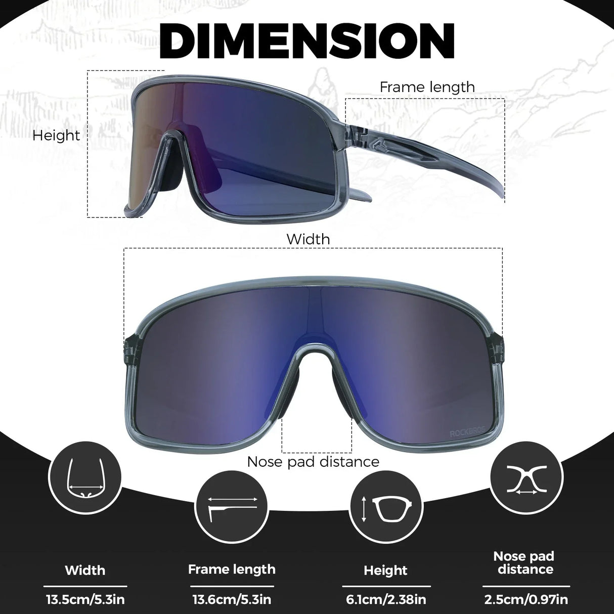 ROCKBROS Cycling Sunglasses Photochromic Polarized Sports Glasses UV400 Unisex