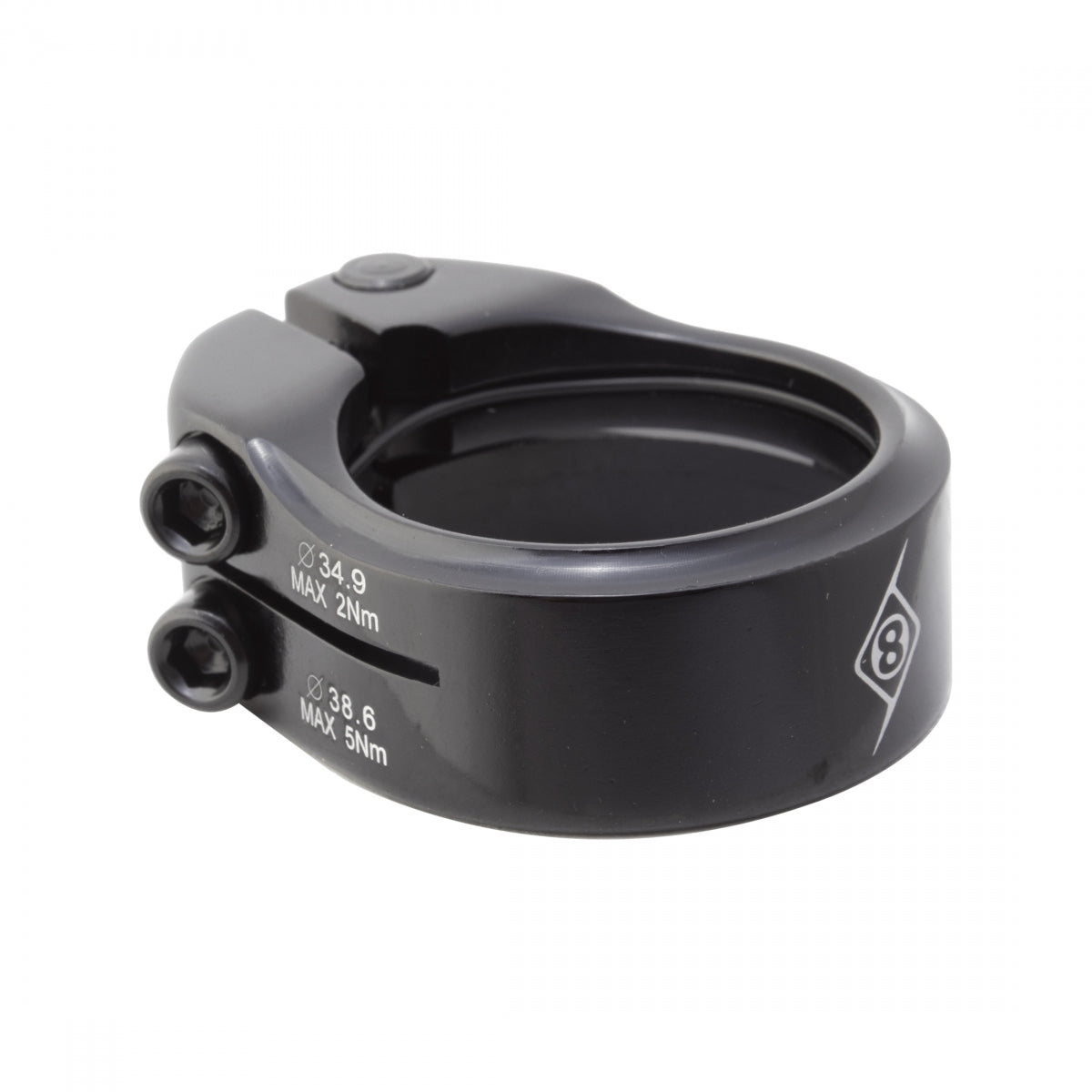 SEATPOST CLAMP OR8 CLAMPDOWN DBL 38.6/34.9 BK