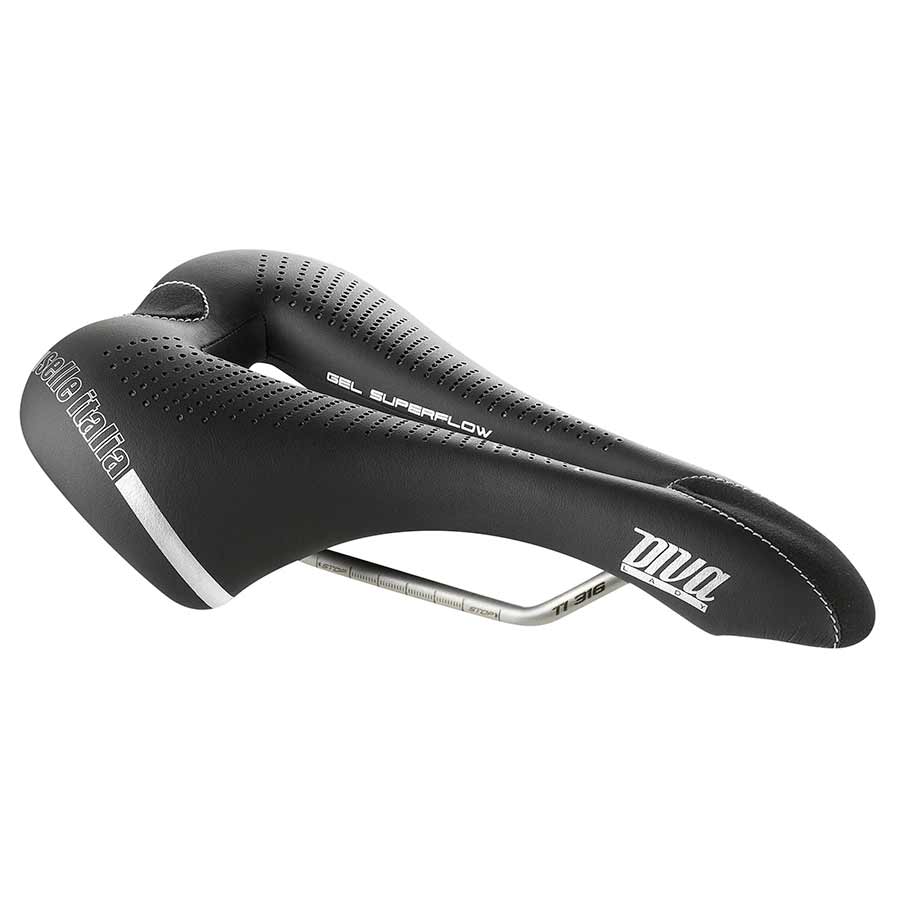 Selle Italia Diva Gel Flow Saddle L L3 Ti 316 Rail - Black