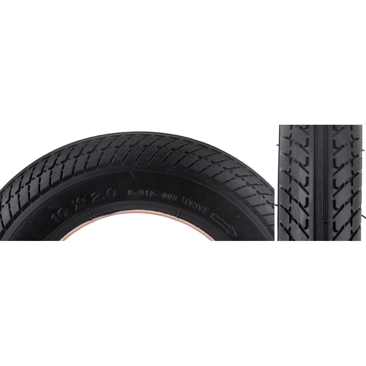 TIRE SUNLT SCOOTER 10x2 BK/BK K912 NOT FOR MAG WHEELS WIRE