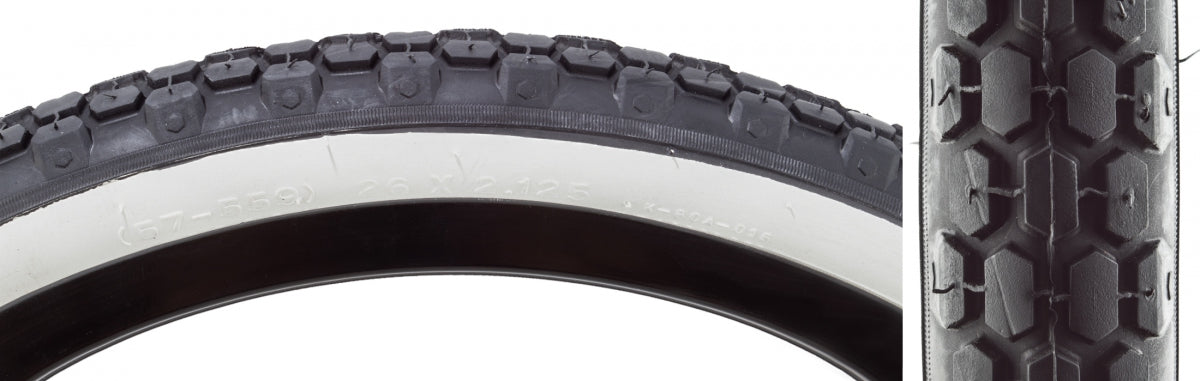 TIRE SUNLT 26x2.125 BK/WH CRUISER K80 WIRE
