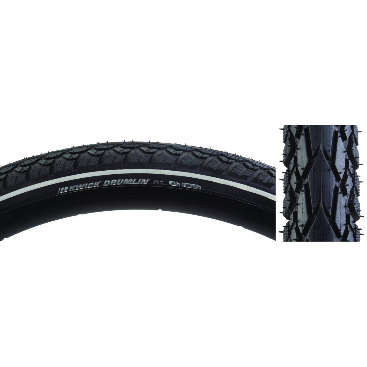 Kenda Kwick Drumlin Tire - 700 x 50 Clincher Wire Black/Reflective 60tpi