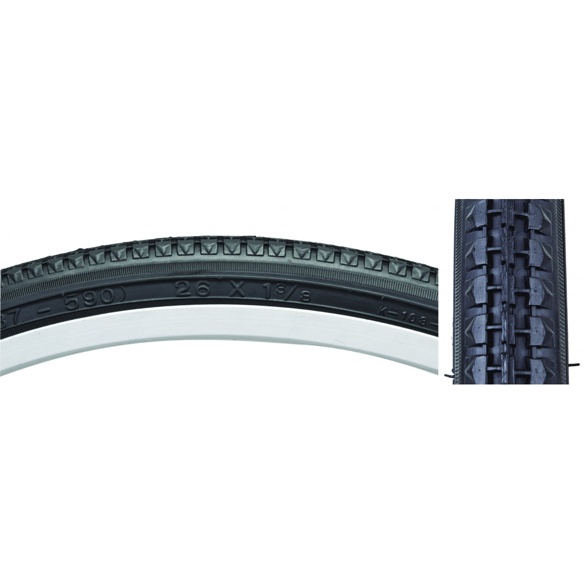 TIRE SUNLT 26x1-3/8 BK/BK STREET K103 WIRE
