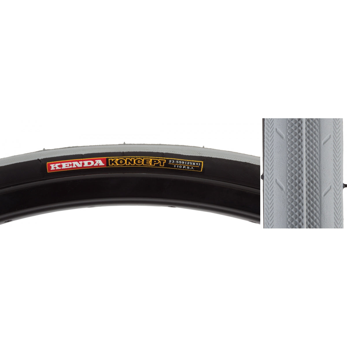 TIRE KEN KONCEPT 25x1 GY/BK WIRE 23-559 110psi K191