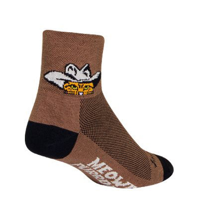 Meowdy 3" Socks, 5-9, Brown