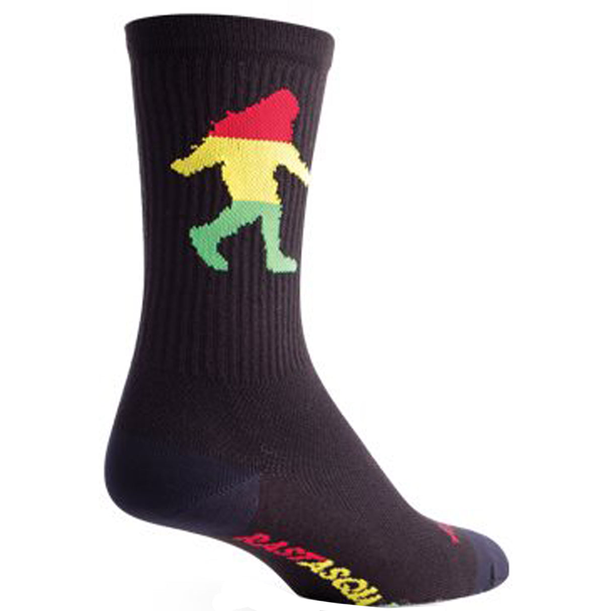 Rasta Squatch Crew Socks, 9-13, Black