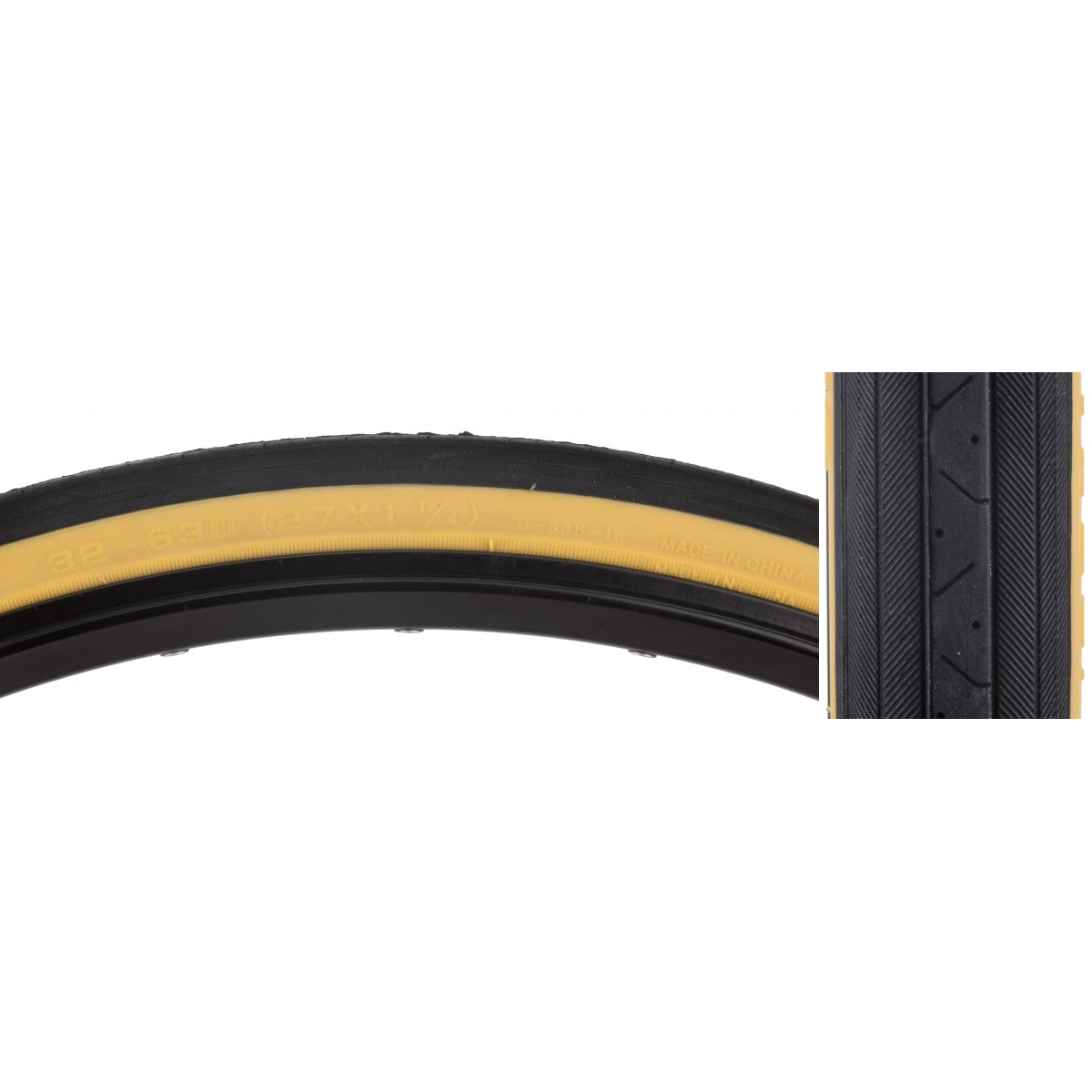 TIRE SUNLT 27x1-1/4 CST638 BK/GUM RD WIRE