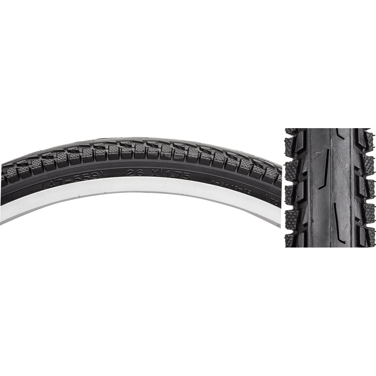 TIRE SUNLT 26x1.75 BK/BK CITY K841C COMFORT WIRE