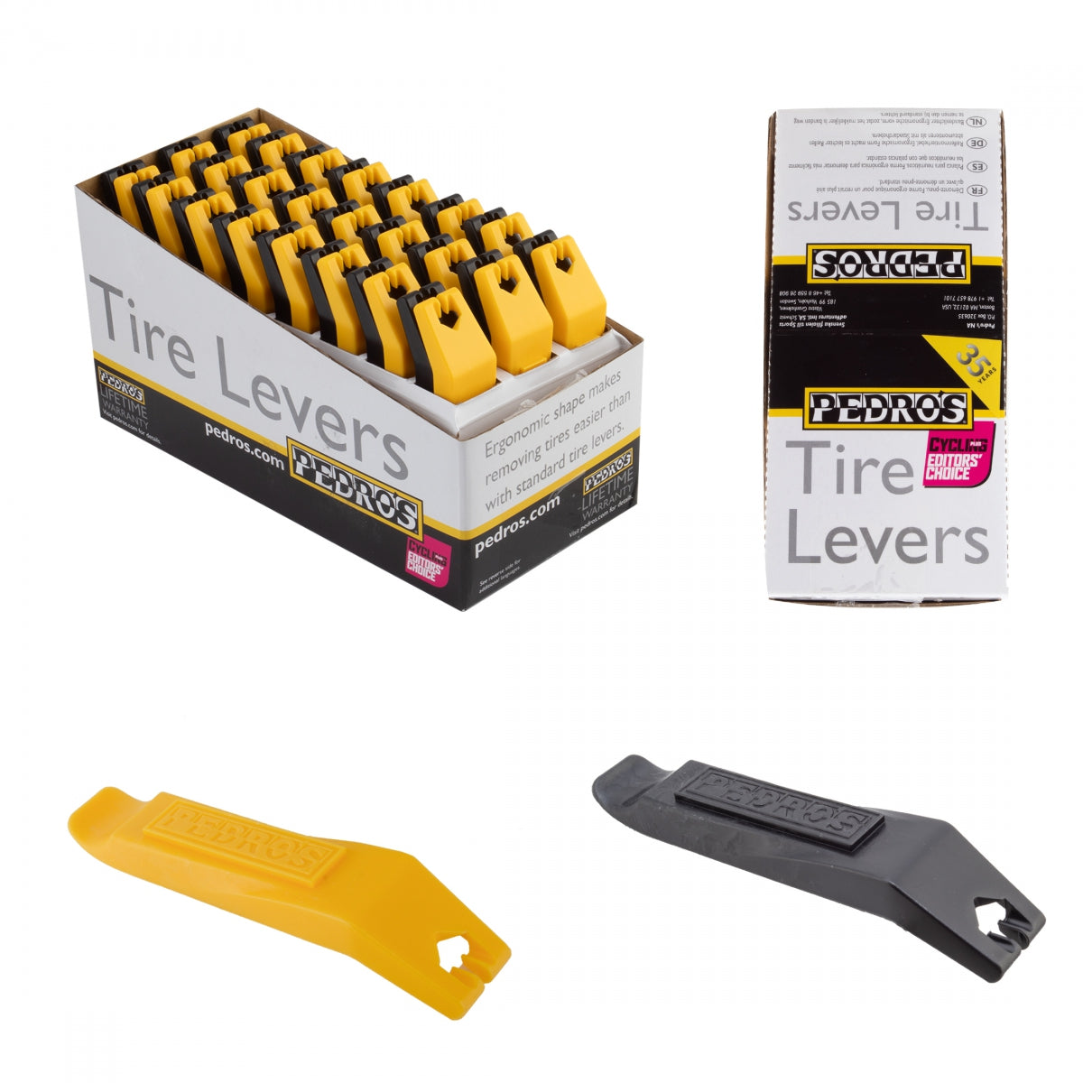 TOOL TIRE LEVER PEDROS ANNIVERSARY YL/BK DISPLAY BOX BXof24