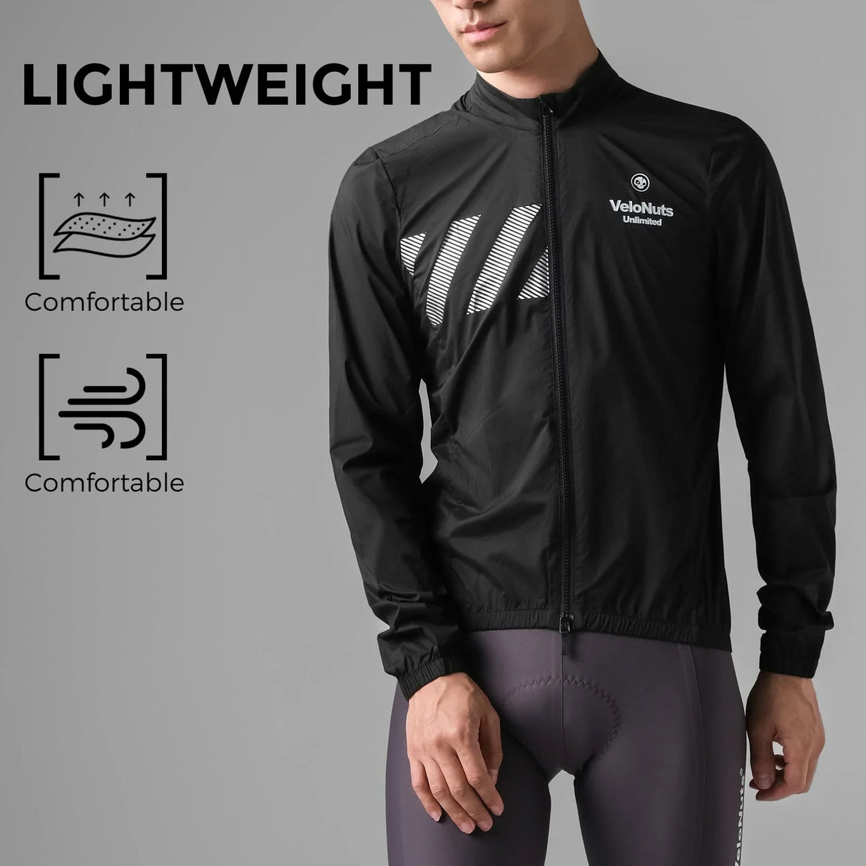 VNS Men's Cycling Jacket, Ultralight Windbreaker for Running Cycling Packable