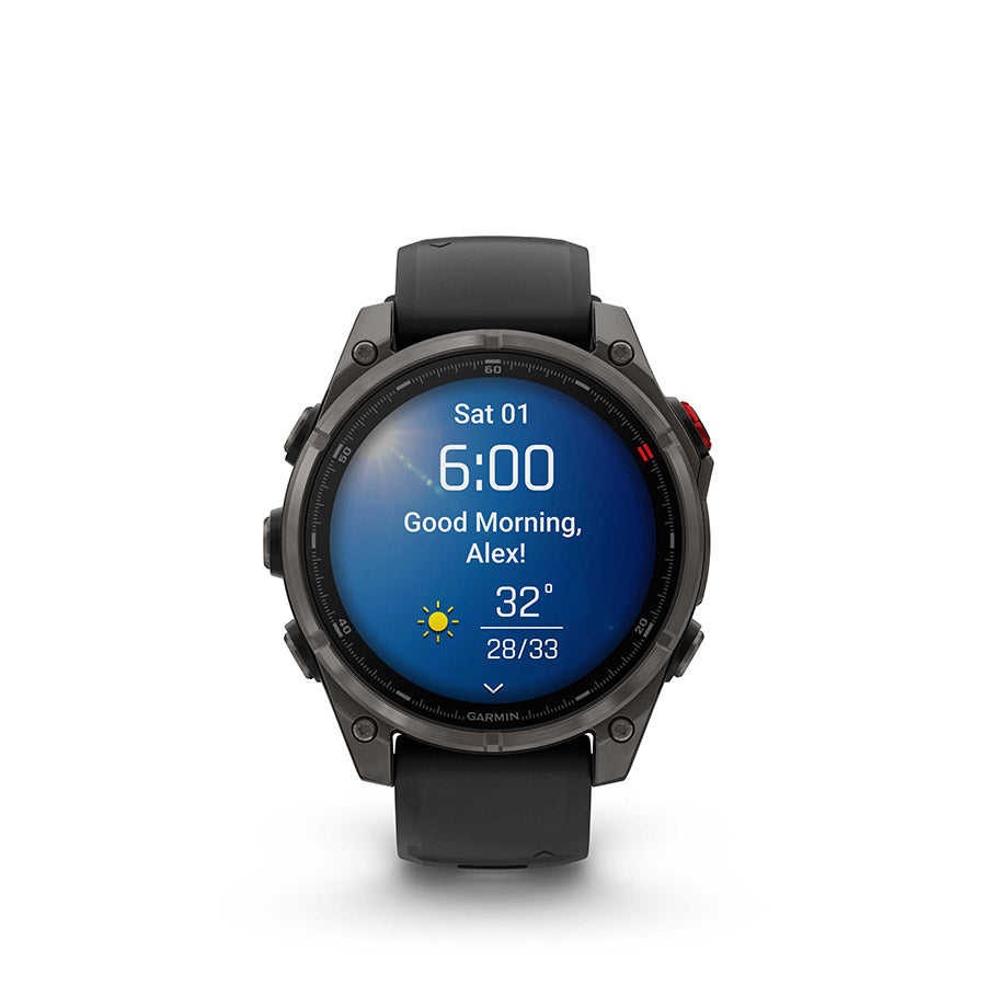 Garmin, fenix 8 Pro 47 mm- AMOLED Sap., Watch, Watch Color: Grey, Wristband: Black/ Pebble Gray - Silicone