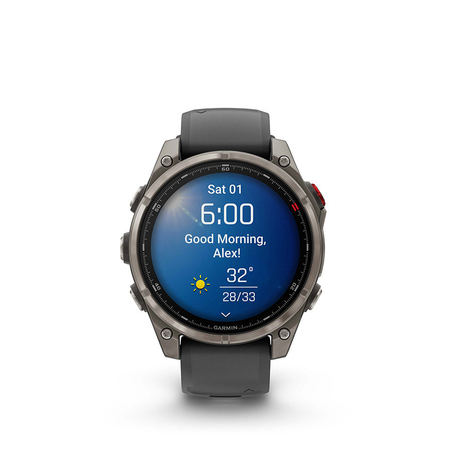 Garmin, fenix 8 Pro 47 mm- AMOLED Sap., Watch, Watch Color: Grey, Wristband: Black/ Pebble Gray - Silicone