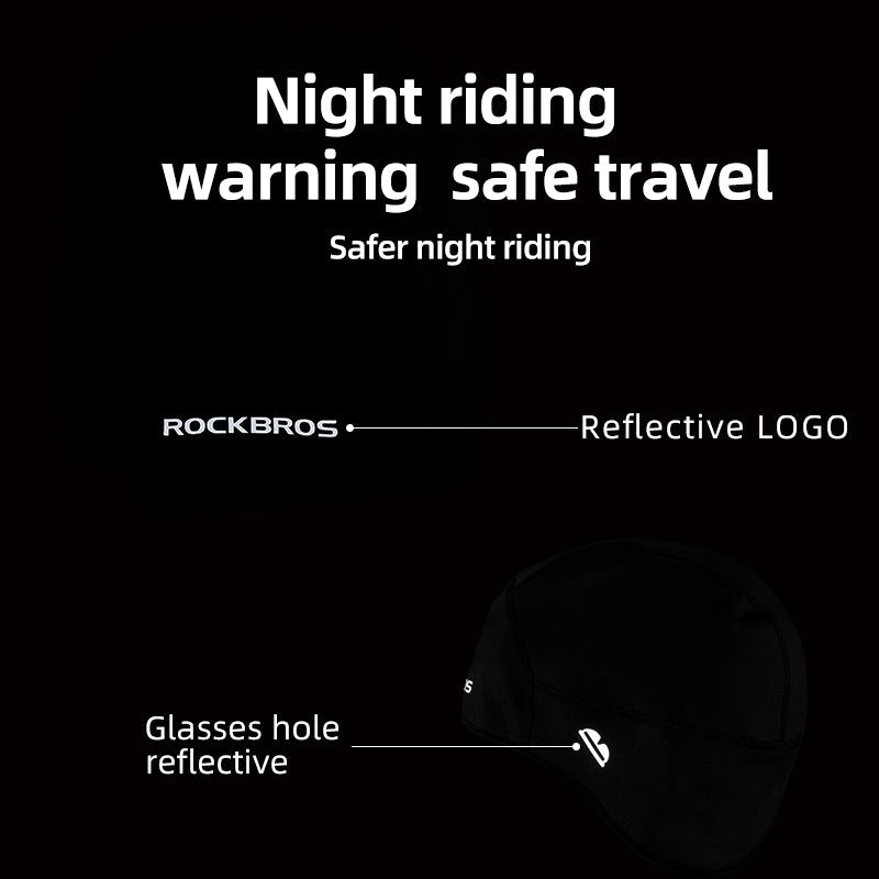 ROCKBROS Winter Bike Skull Cap Thermal Cycling Helmet Liner Headwear with Light