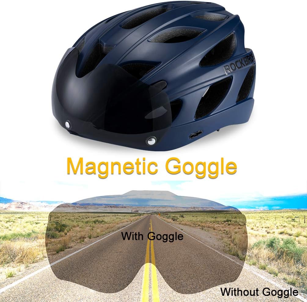 ROCKBROS Lightweight Cycling Helmet with Removable Goggles Sun Visor