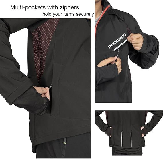 ROCKBROS Cycling Jackets Thermal Windproof Jacket for Men Cold Weather