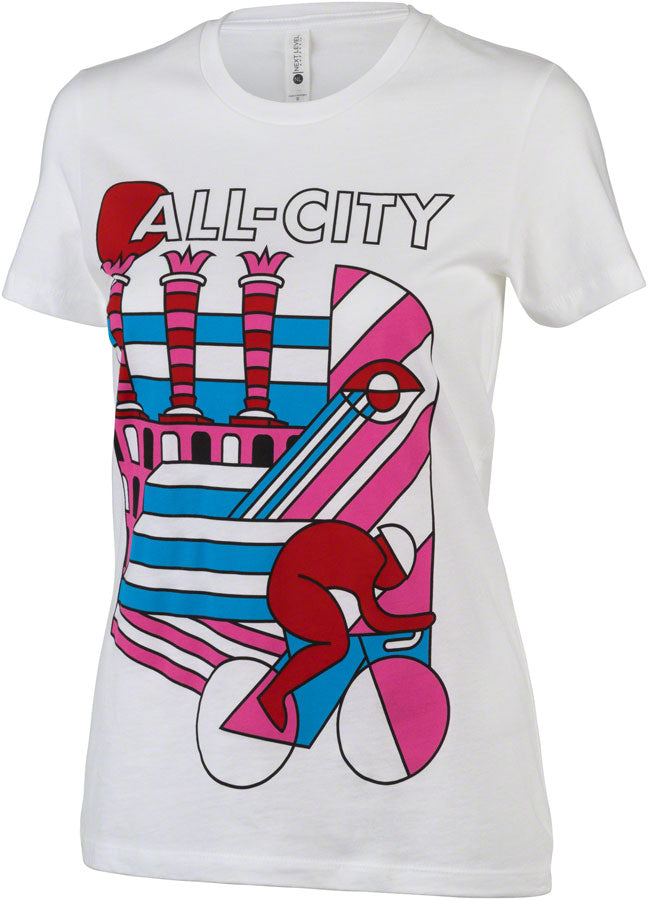 All-City Parthenon Party Women's T-Shirt - White Pink Red Blue BLK 2X-Large