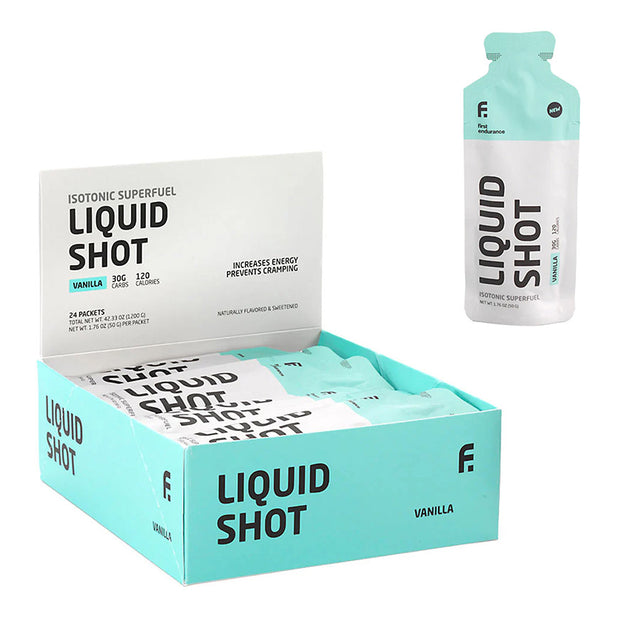 1st Endurance, Liquid Shot, Gels, Vanilla, 24pcs