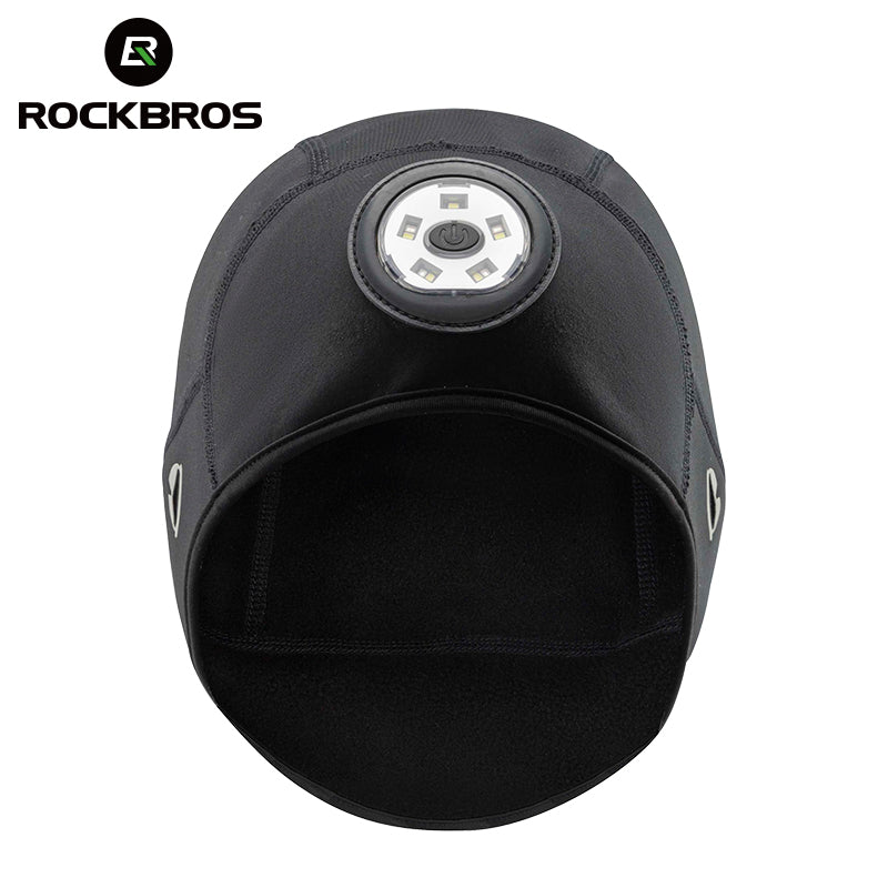 ROCKBROS Winter Bike Skull Cap Thermal Cycling Helmet Liner Headwear with Light