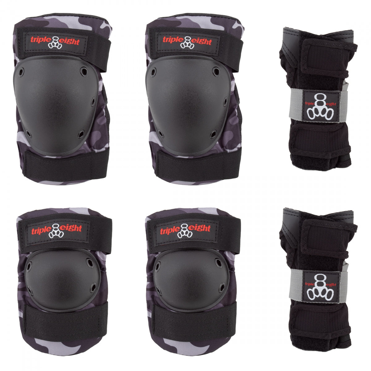 PAD SET TRIPLE8 SAVER-3 ELBO/KNE/WRST SM CHARCOAL CAMO