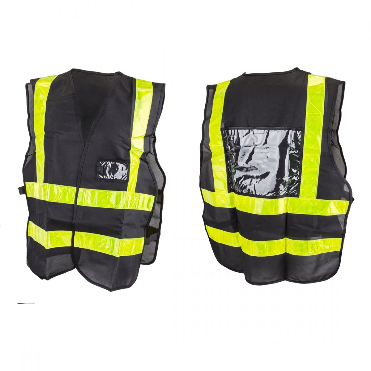 SAFETY VEST SUNLT REFLECTIVE DELIVERY w/ID &LOGO HOLDER BK/GN