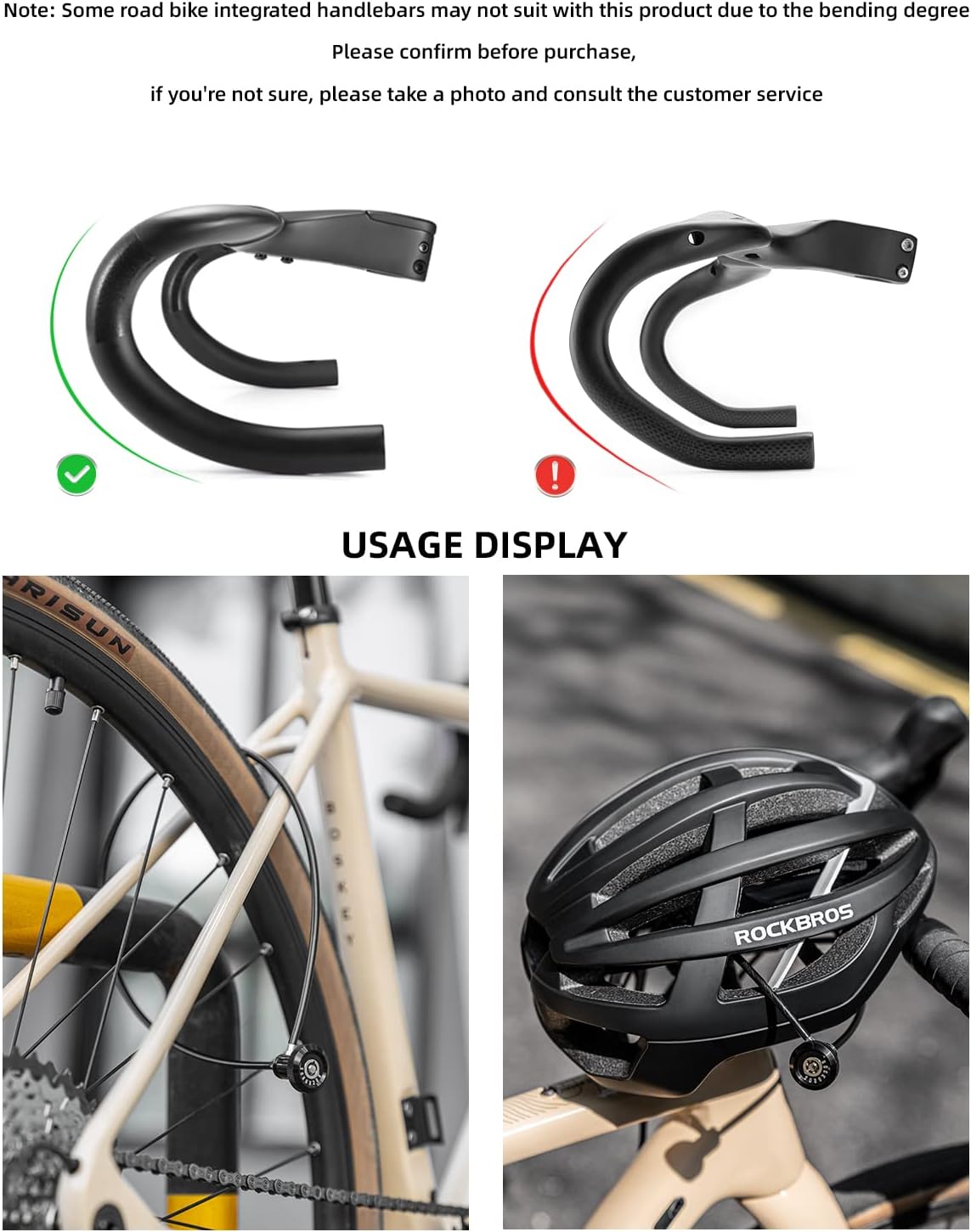 【ROAD TO SKY】ROCKBROS Bicycle Lock Hidden Handle Lock Mini Lock Bike Cable Lock Hidden in Handlebars Helmet Lock Zinc Alloy Lock Cylinder Aluminum Shell 25.6 inches for Roadbike
